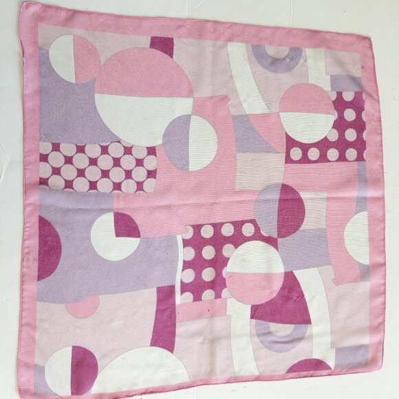 Lot of 2 Women's Scarves Square Pink Brown Silk/ Polyester Floral Small 19" - Picture 7 of 9